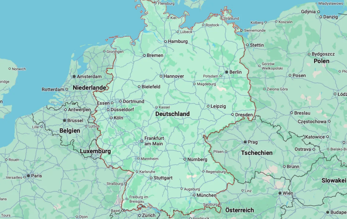 Deutschlandkarte als Symbol für weitere Großstädte in Deutschland